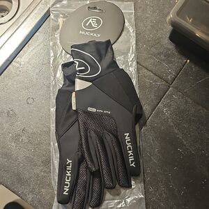 Nuckily Medium Long Finger Black Cycling Gloves, Touchscreen Sensitive